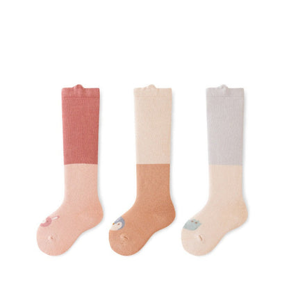 MyKids-USA® Pairs Baby Over-the-Knee Color Patchwork Socks in Combed Cotton for Warmth and Comfort