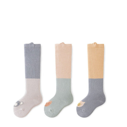 MyKids-USA® Pairs Baby Over-the-Knee Color Patchwork Socks in Combed Cotton for Warmth and Comfort