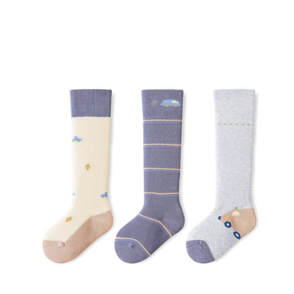MyKids-USA® Pairs Baby Over-the-Knee Color Patchwork Socks in Combed Cotton for Warmth and Comfort