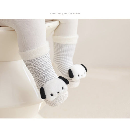 MyKids-USA® Thickened Winter Toddler Walking Socks – Mid-Calf Anti-Slip Cartoon Baby Floor Shoe Socks