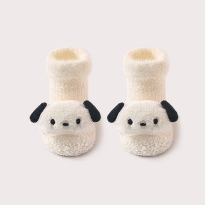 MyKids-USA® Thickened Winter Toddler Walking Socks – Mid-Calf Anti-Slip Cartoon Baby Floor Shoe Socks