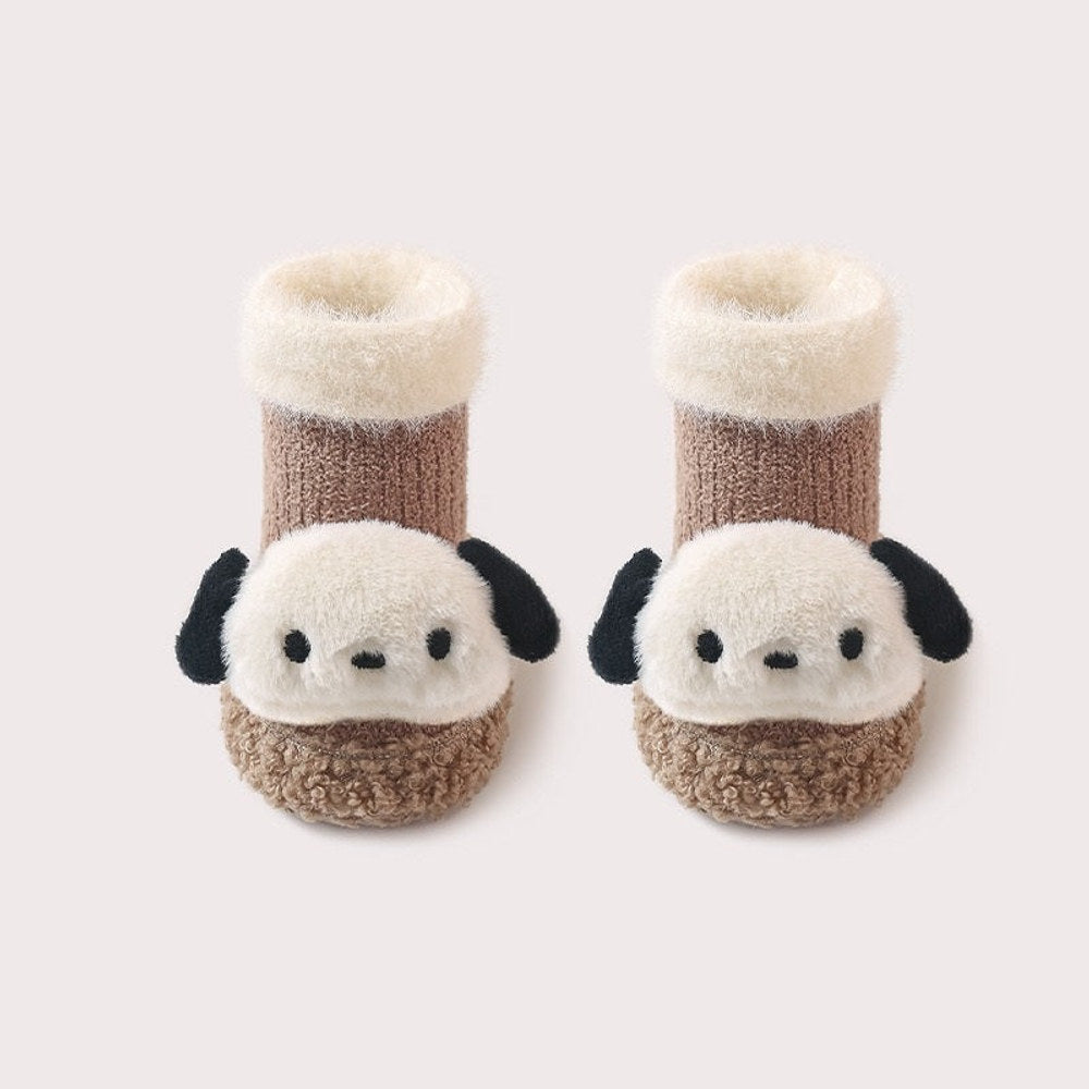 MyKids-USA® Thickened Winter Toddler Walking Socks – Mid-Calf Anti-Slip Cartoon Baby Floor Shoe Socks