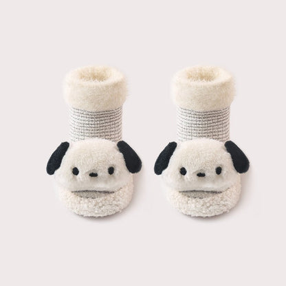 MyKids-USA® Thickened Winter Toddler Walking Socks – Mid-Calf Anti-Slip Cartoon Baby Floor Shoe Socks