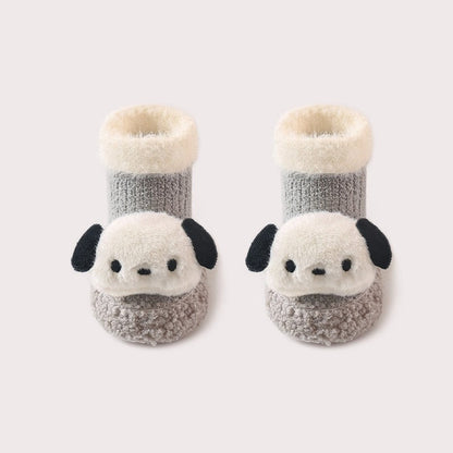 MyKids-USA® Thickened Winter Toddler Walking Socks – Mid-Calf Anti-Slip Cartoon Baby Floor Shoe Socks