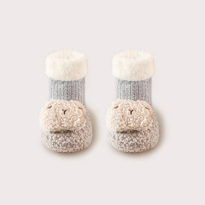 MyKids-USA® Thickened Toddler Walking Socks, Mid-Calf Floor Shoe Socks, Cartoon Cute Baby Anti-slip Walking Shoes from