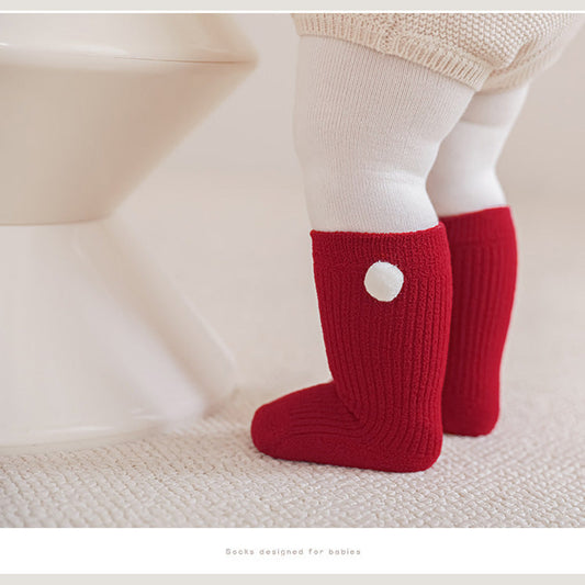 MyKids-USA® Warm Boneless Children’s Fleece-lined Socks for, Thickened and Festive Red