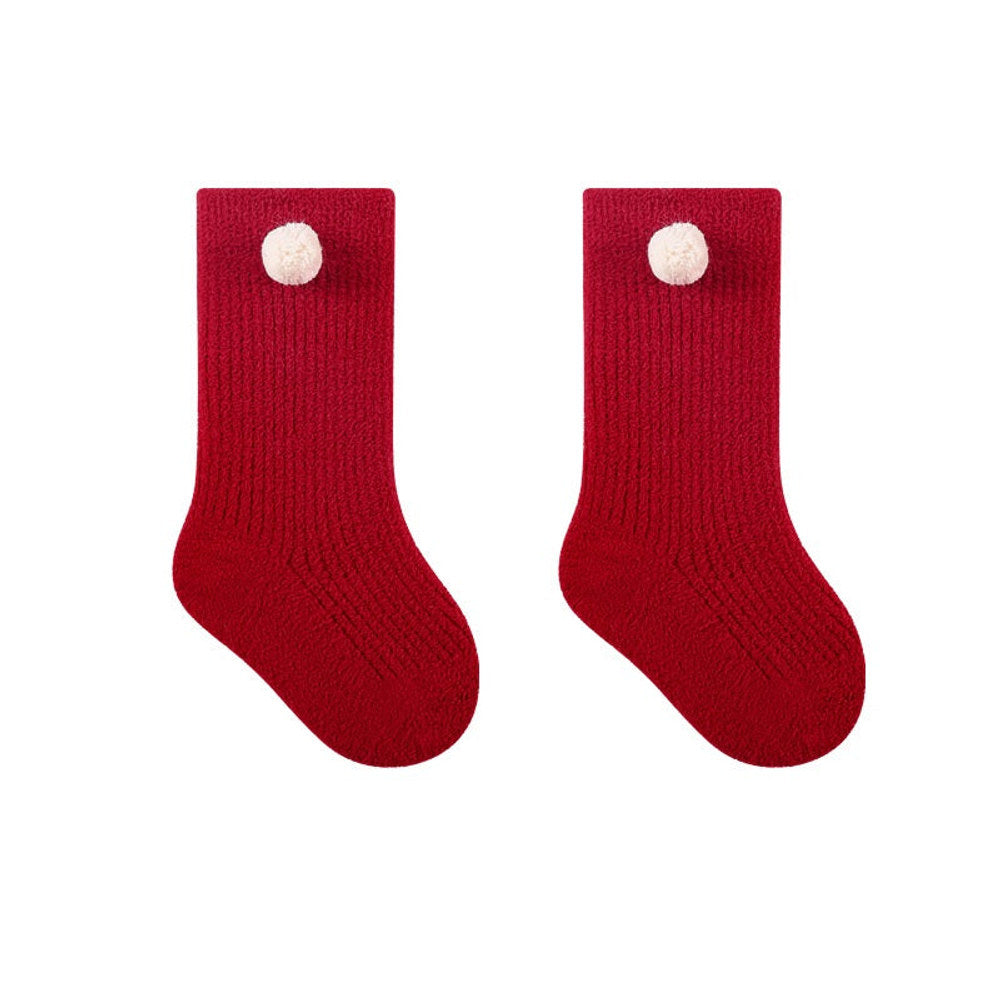MyKids-USA® Warm Boneless Children’s Fleece-lined Socks for, Thickened and Festive Red