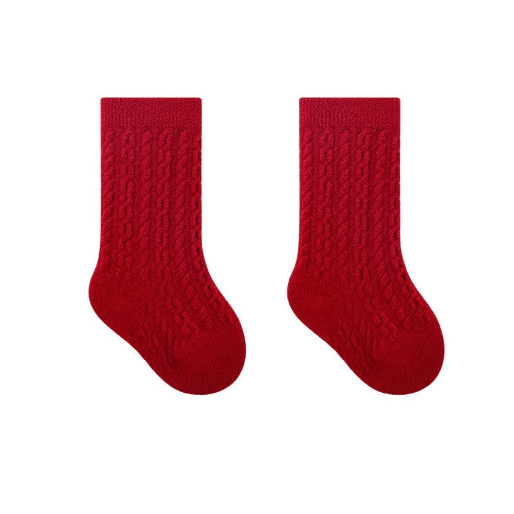 MyKids-USA® Warm Boneless Children’s Fleece-lined Socks for, Thickened and Festive Red