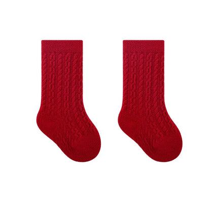 MyKids-USA® Warm Boneless Children’s Fleece-lined Socks for, Thickened and Festive Red