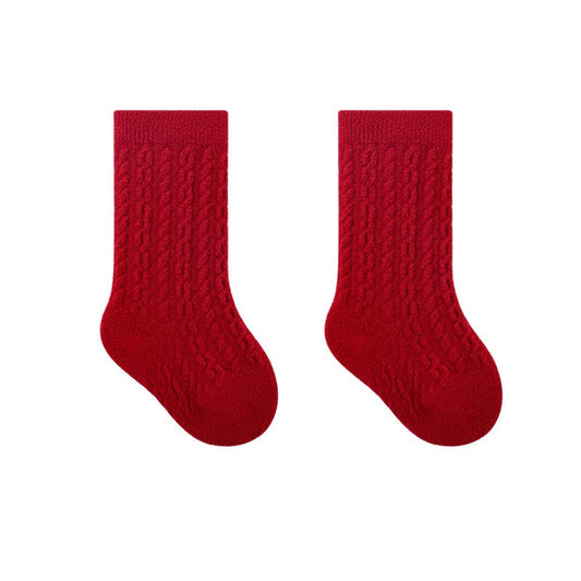 MyKids-USA® Warm Boneless Children’s Fleece-lined Socks for, Thickened and Festive Red