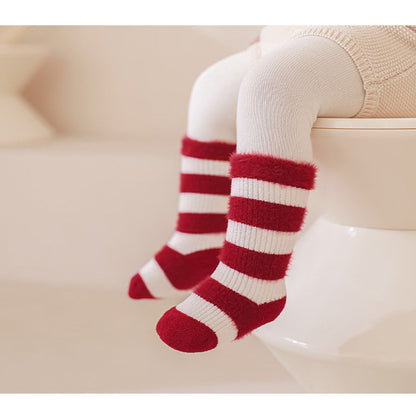 MyKids-USA® Warm Boneless Children’s Fleece-lined Socks for, Thickened and Festive Red