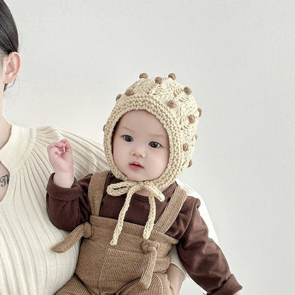 MyKids-USA® Vintage Design Warm Balaclava for Baby: Sweet Cute Ear Protector Hat