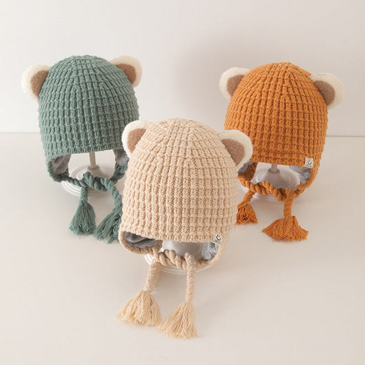 MyKids-USA® Plaid Pattern Warm Balaclava for Baby: Sweet Cute Ear Protector Hat