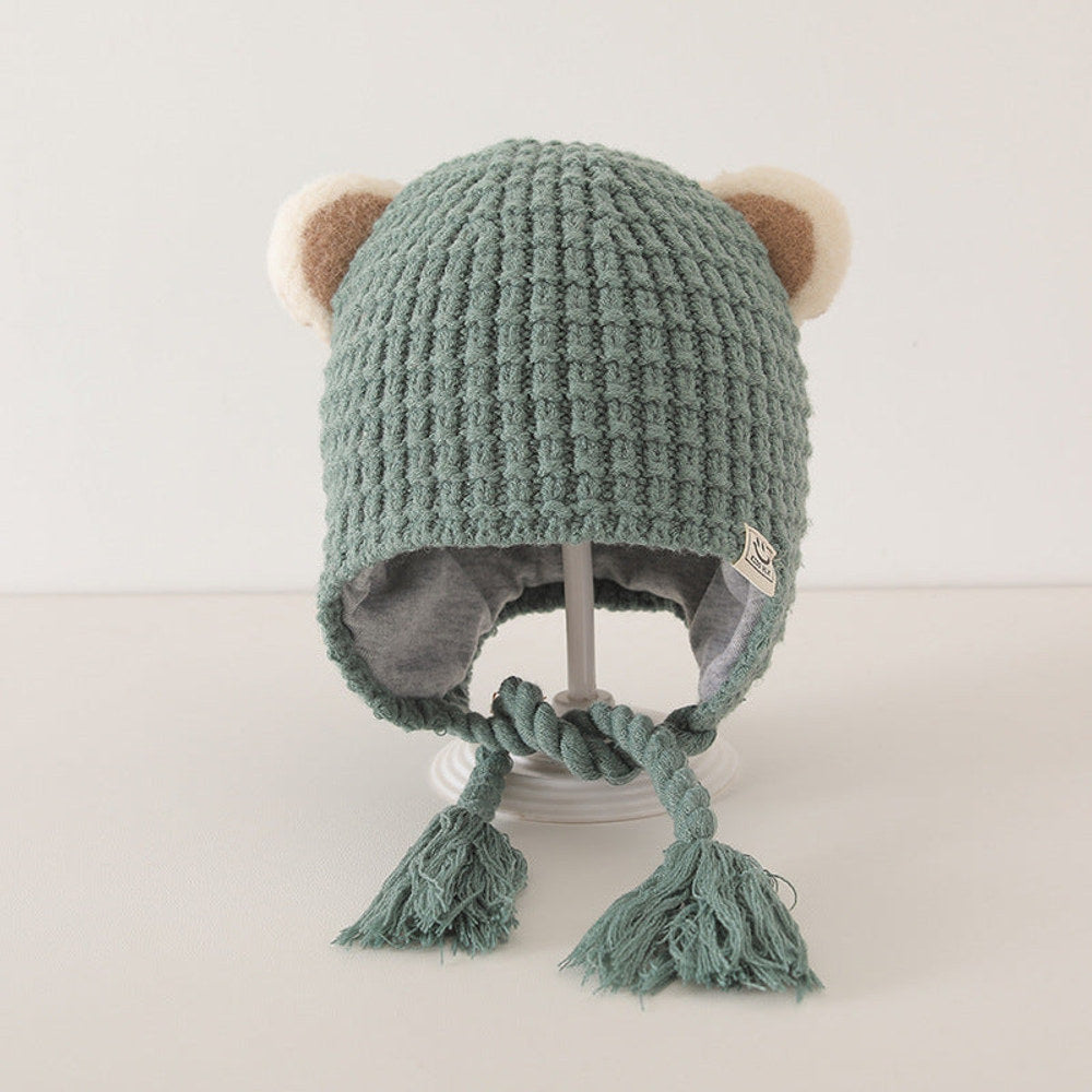 MyKids-USA® Plaid Pattern Warm Balaclava for Baby: Sweet Cute Ear Protector Hat