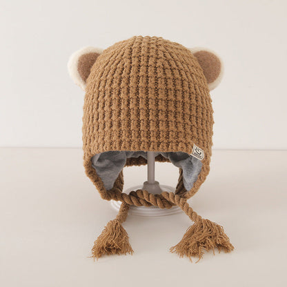 MyKids-USA® Plaid Pattern Warm Balaclava for Baby: Sweet Cute Ear Protector Hat