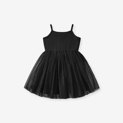 MyKids-USA® Baby Kids Girls Sleeveless Solid Color Black Tulle Dress
