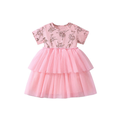 MyKids-USA® Mesh Princess Dress for Girls, European and American Cute Baby Dress