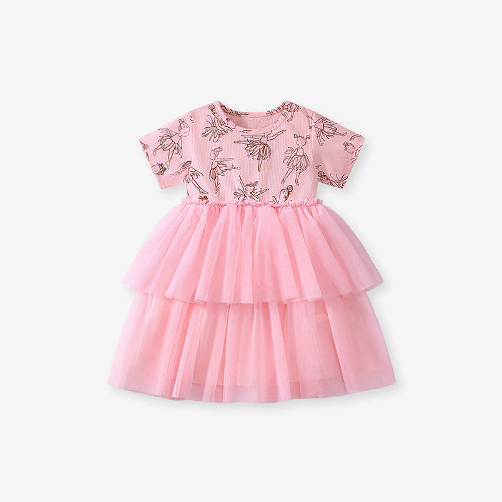 MyKids-USA® Mesh Princess Dress for Girls, European and American Cute Baby Dress
