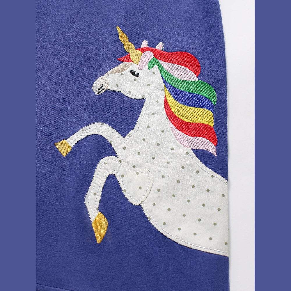 MyKids-USA® European and American Style Short Sleeve Horse Pattern Princess Dress for Girls, Dress for Toddlers and Young Children