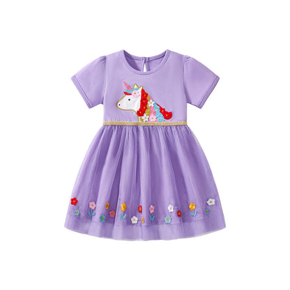 MyKids-USA® Mesh Princess Dress for Girls, European and American Cute Baby Dress