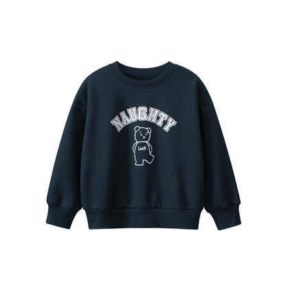 MyKids-USA® Baby Boy Kids Teddy and Letters Pattern Crew Neck Long Sleeves Warm Cozy Pullover