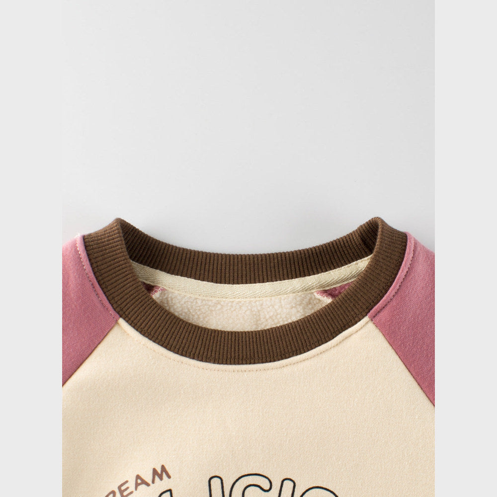 MyKids-USA® Baby Girls Kids Ice-cream and Letters Pattern Crew Neck Long Sleeves Warm Cozy Pullover