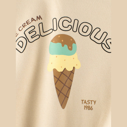 MyKids-USA® Baby Girls Kids Ice-cream and Letters Pattern Crew Neck Long Sleeves Warm Cozy Pullover