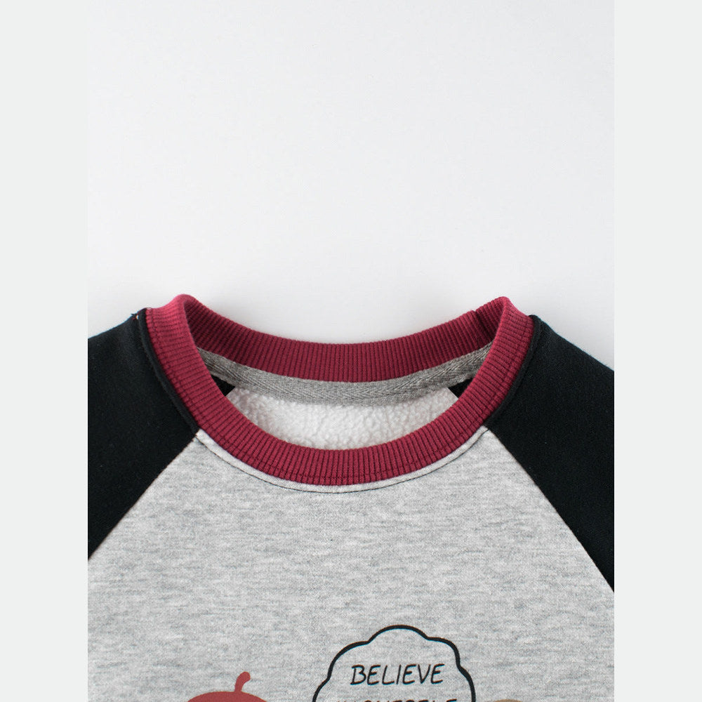 MyKids-USA® Baby Boy Kids Puppy and Letters Pattern Crew Neck Long Sleeves Warm Cozy Pullover
