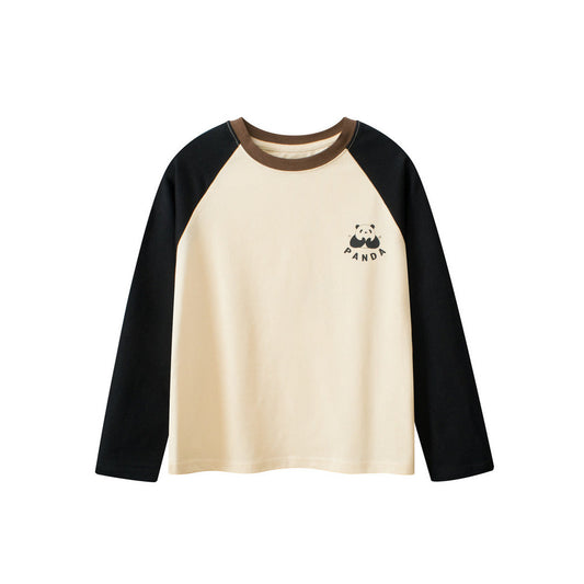 MyKids-USA® Girls Kids Cartoon Panda Pattern Crew Neck Long Sleeves Simple Top