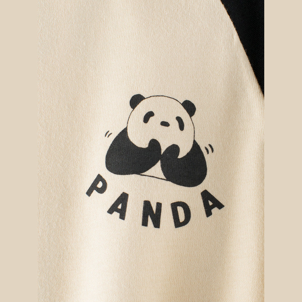 MyKids-USA® Girls Kids Cartoon Panda Pattern Crew Neck Long Sleeves Simple Top