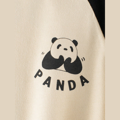 MyKids-USA® Girls Kids Cartoon Panda Pattern Crew Neck Long Sleeves Simple Top