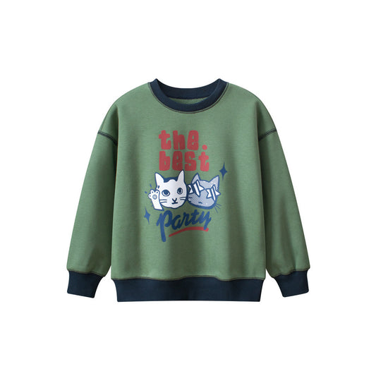 MyKids-USA® Kids Kitten Pattern Crew Neck Long Sleeves Warm Cozy Pullover