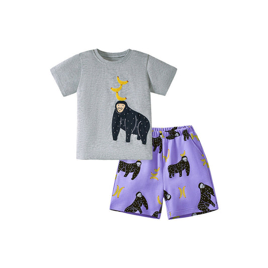 MyKids-USA® Baby Kids Animals Cartoon Print T-shirt and Shorts Clothing Set for Girls