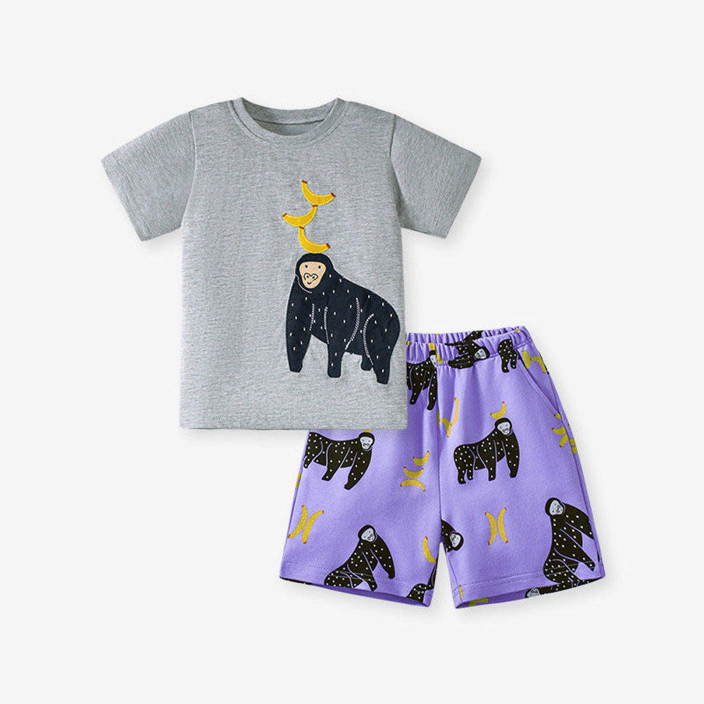 MyKids-USA® Baby Kids Animals Cartoon Print T-shirt and Shorts Clothing Set for Girls