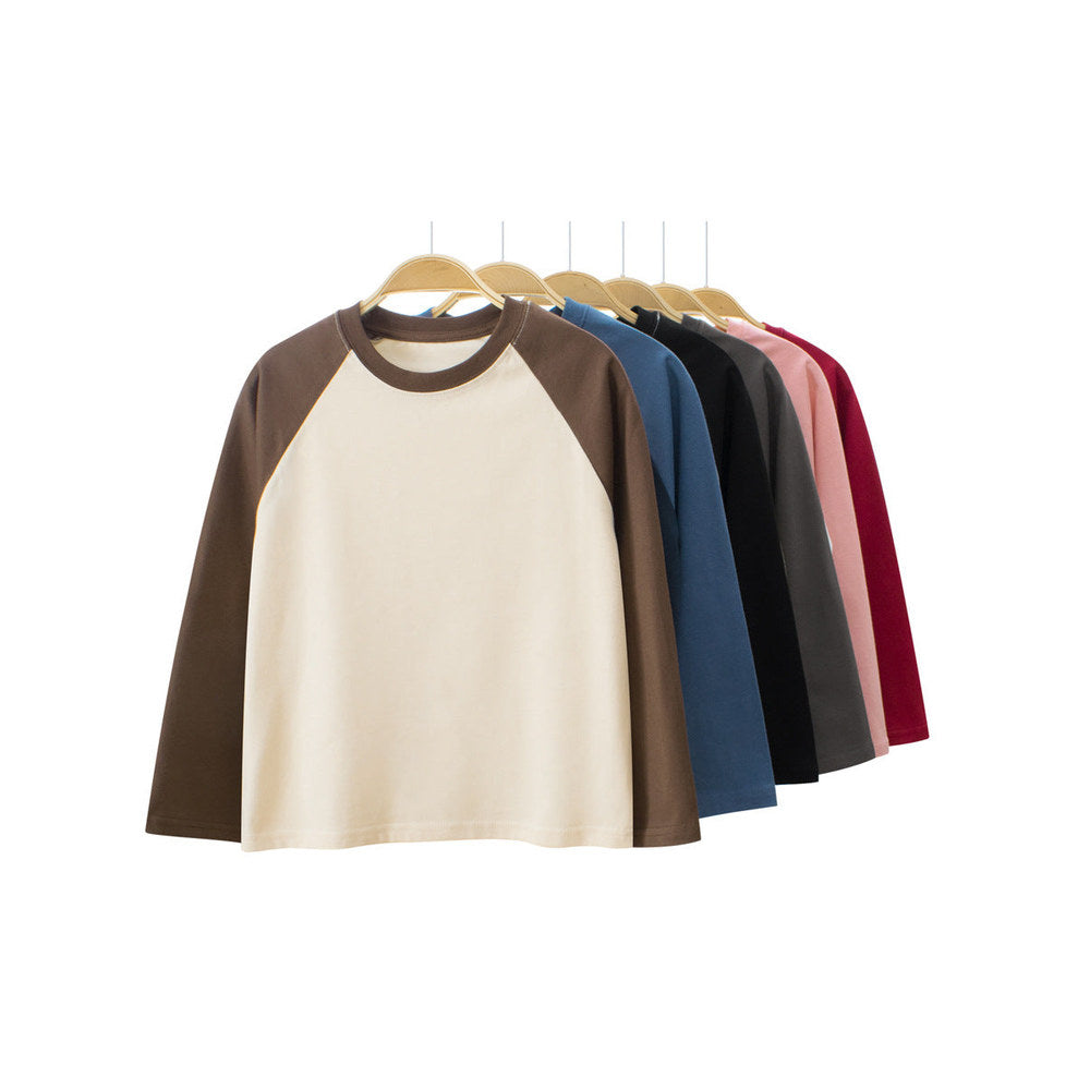 MyKids-USA® Baby Kids Color Patchwork Crew Neck Long Sleeves Casual Top