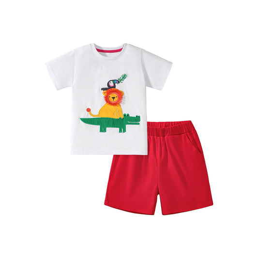 MyKids-USA® Baby Kids Animals Cartoon Pattern T-shirt and Shorts Clothing Set for Boys