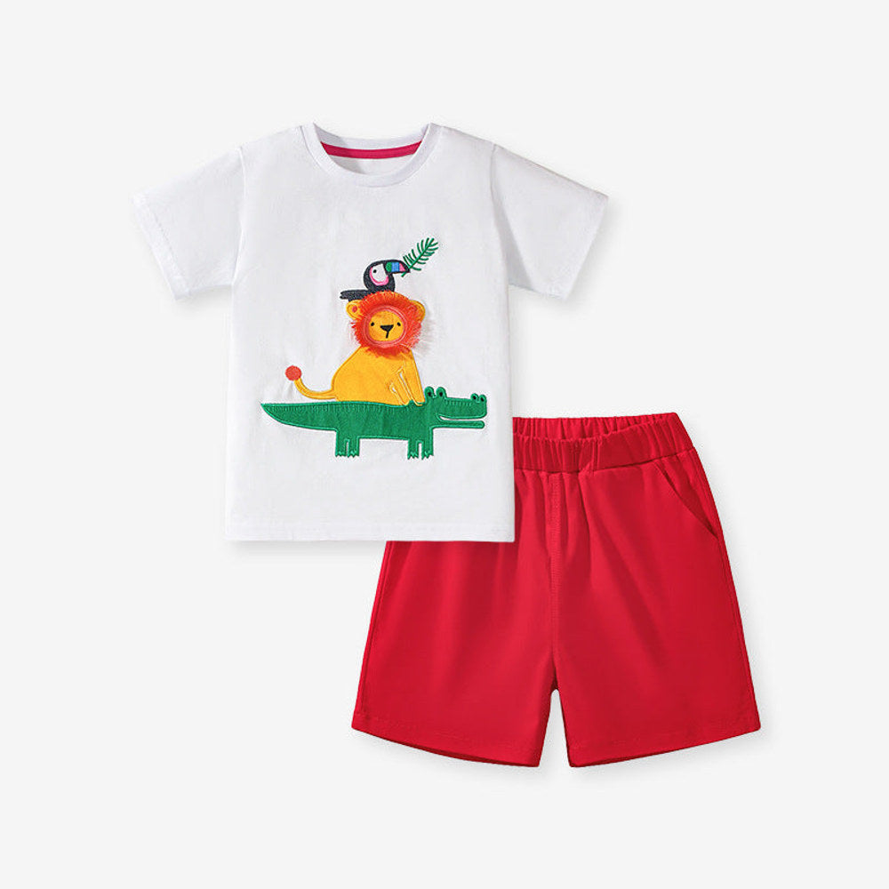 MyKids-USA® Baby Kids Animals Cartoon Pattern T-shirt and Shorts Clothing Set for Boys