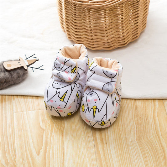 MyKids-USA® Baby Animals Cartoon Print Fleece-lined Cotton Shoes