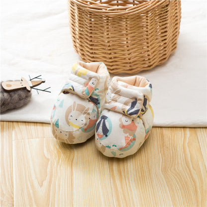 MyKids-USA® Baby Animals Cartoon Print Fleece-lined Cotton Shoes