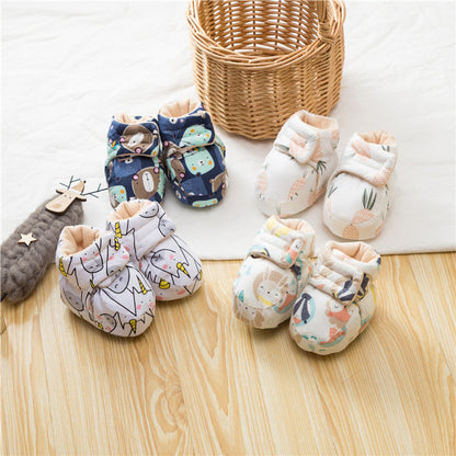 MyKids-USA® Baby Animals Cartoon Print Fleece-lined Cotton Shoes