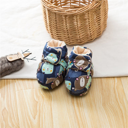 MyKids-USA® Baby Animals Cartoon Print Fleece-lined Cotton Shoes
