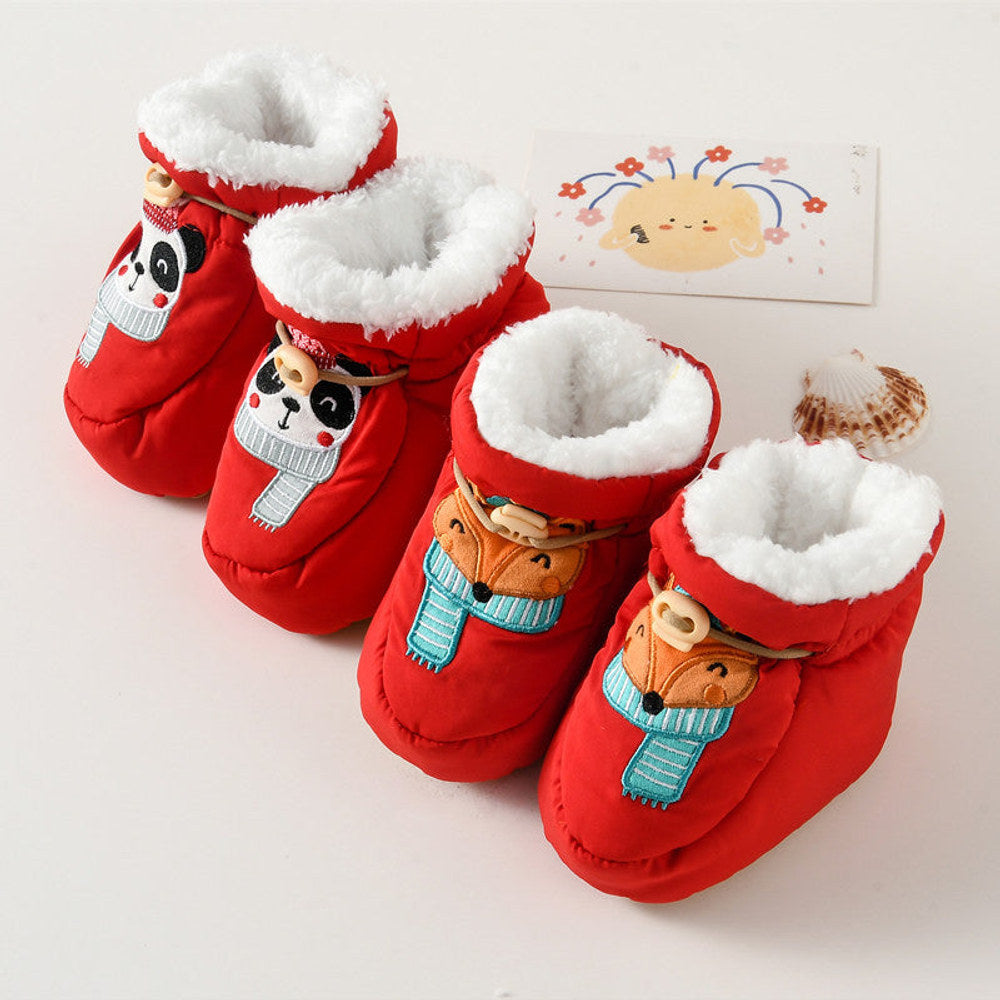 MyKids-USA® Baby Animals Cartoon Pattern Anti-slip Fleece-lined Toddler Cotton Shoes
