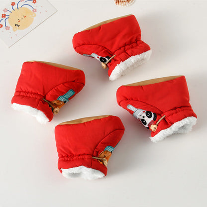 MyKids-USA® Baby Animals Cartoon Pattern Anti-slip Fleece-lined Toddler Cotton Shoes