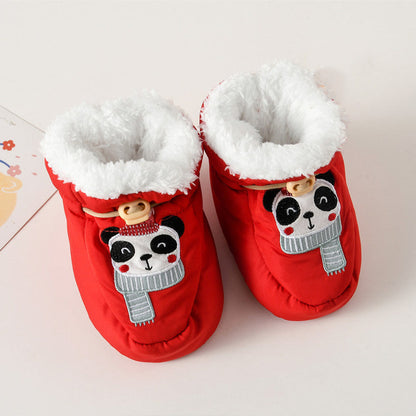 MyKids-USA® Baby Animals Cartoon Pattern Anti-slip Fleece-lined Toddler Cotton Shoes