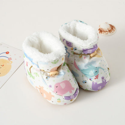 MyKids-USA® Baby Animals Cartoon Pattern Anti-slip Fleece-lined Toddler Cotton Shoes