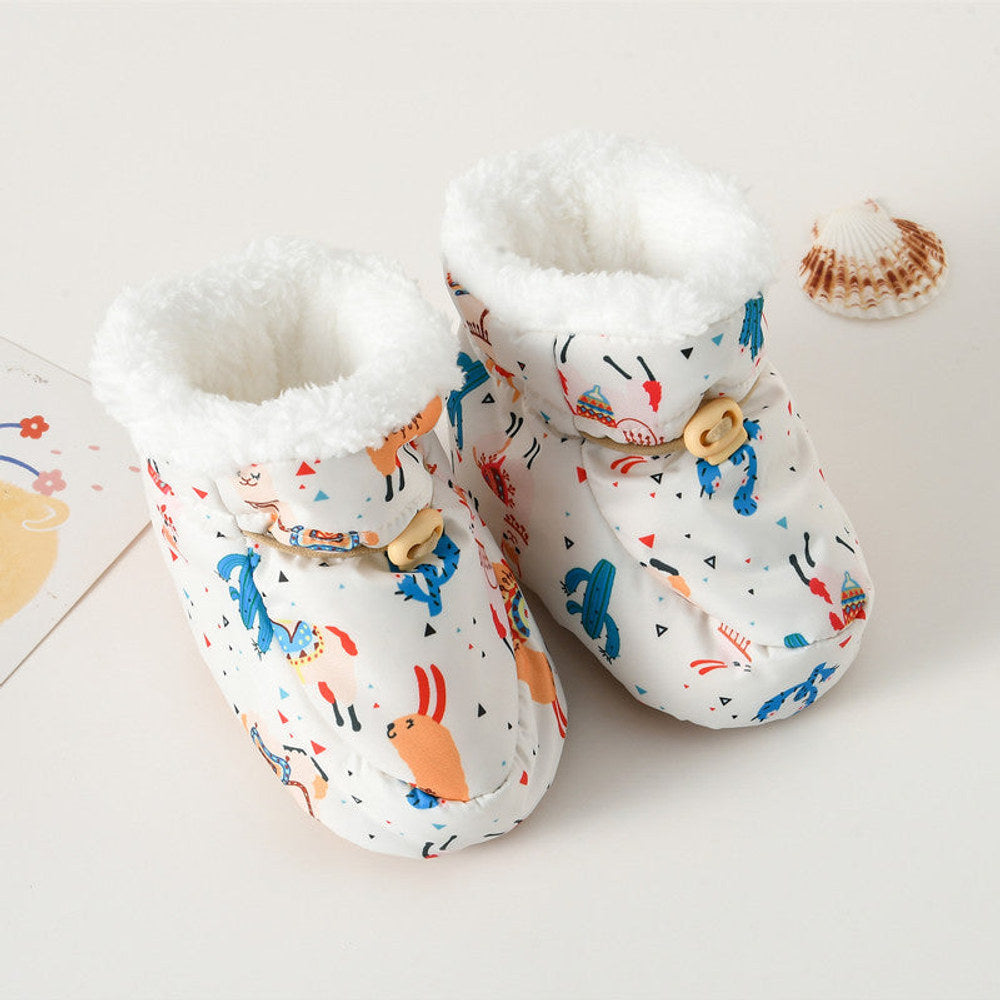 MyKids-USA® Baby Animals Cartoon Pattern Anti-slip Fleece-lined Toddler Cotton Shoes