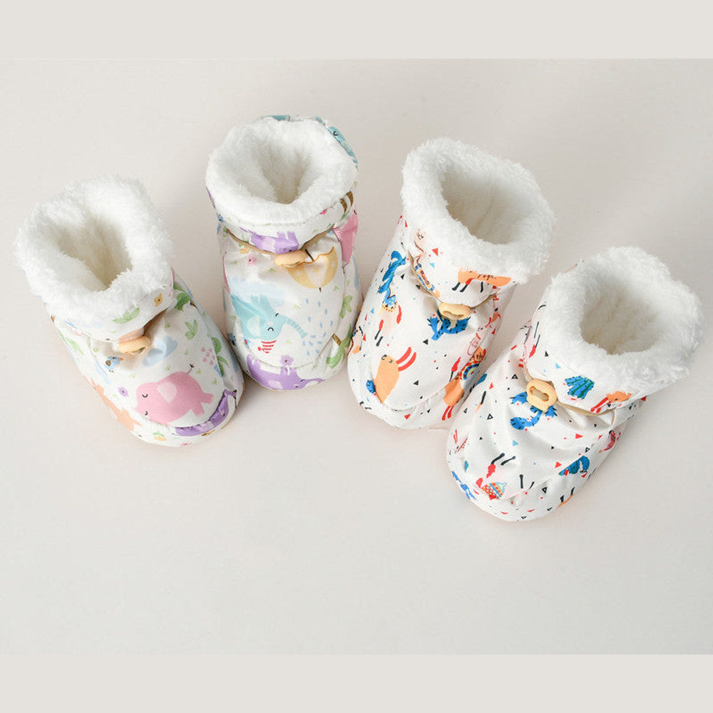 MyKids-USA® Baby Animals Cartoon Pattern Anti-slip Fleece-lined Toddler Cotton Shoes