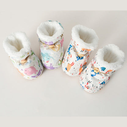 MyKids-USA® Baby Animals Cartoon Pattern Anti-slip Fleece-lined Toddler Cotton Shoes