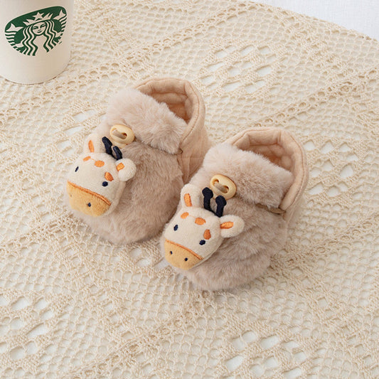 MyKids-USA® Baby Animals Cartoon Pattern Anti-slip Fleece-lined Toddler Cotton Shoes