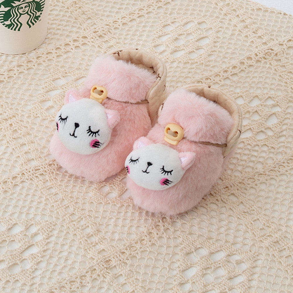 MyKids-USA® Baby Animals Cartoon Pattern Anti-slip Fleece-lined Toddler Cotton Shoes